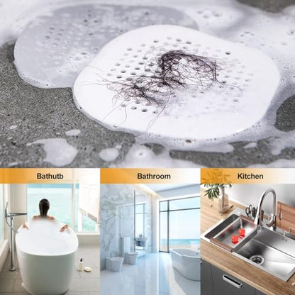 Hair Drain Catcher,Square Drain Cover for Shower Silicone Hair Stopper with Suction Cup,Easy to Install Suit for Bathroom,Bathtub,Kitchen 2 Pack (Sliver Grey Black) | Drainer Cover Silicone Hair Stopper with Suction Cups,Protector Accessories,Easy to Inst