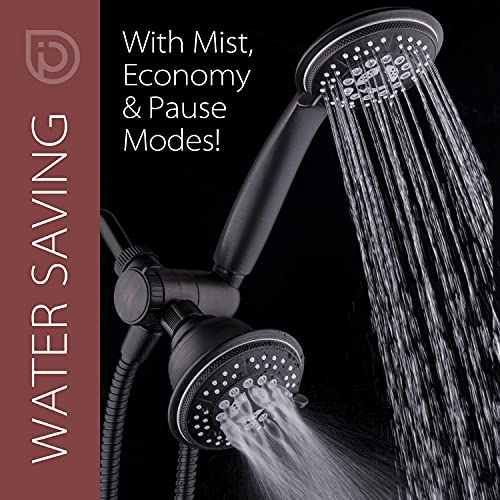 High Pressure 24-Function Dual 2-in-1 Handheld Shower Head Combo | With Self-clean Nozzles, 3-way Anti-swivel Water Diverter, and Premium Stainless Steel Hose / Bronze Finish - color: Oil Rubbed Bronze, size: 2.5 Gallon Per Minute