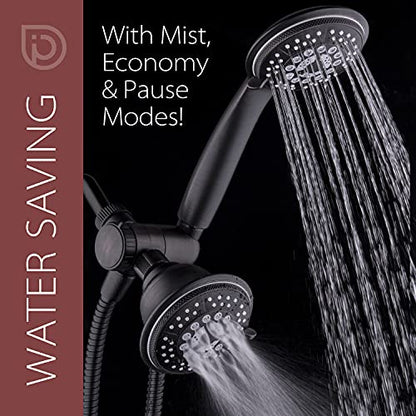 High Pressure 24-Function Dual 2-in-1 Handheld Shower Head Combo | With Self-clean Nozzles, 3-way Anti-swivel Water Diverter, and Premium Stainless Steel Hose / Bronze Finish - color: Oil Rubbed Bronze, size: 2.5 Gallon Per Minute