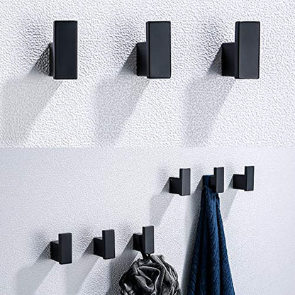 RANDOM Matte Black Towel Hooks for Bathrooms Kitchen Black Hooks for Hanging 2 Pack SUS 304 Stainless Steel Wall Hooks Modern Bathroom Hardware Accessories Coat Robe Hook Wall Mounted.96009-8MB - color: Single Hook-Matte Black