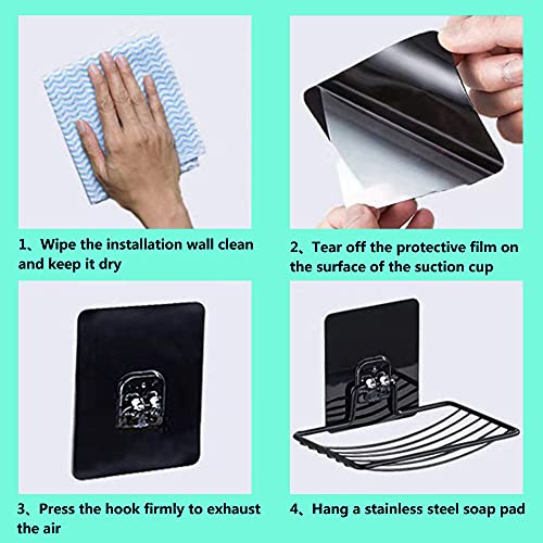 Stainless Steel Bar Soap Dish, Draining Soap Holder Sink-Black 2pcs | Shower Bathroom Tub Kitchen - color: Metal Black