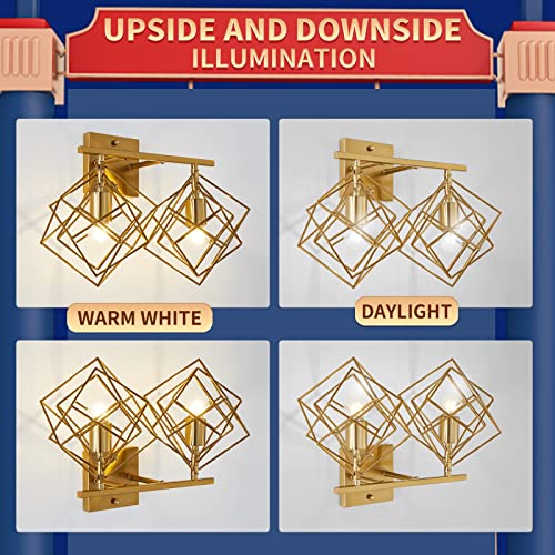 Bathroom Vanity Light with 2 Bulbs Bathroom Light Fixtures Over Mirror with Rotatable 2 Cube Shades Modern Wall Mounted Brushed Brass - color: Brushed Brass, size: 2-Lights ( 16" Width )