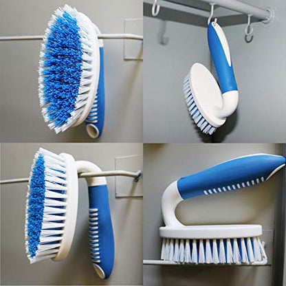 2 Pack Scrub Brushes with Stiff Bristles | Scrubbing Brush for Carpet, Shower, Bathtub, Kitchen, Pool Tile, Bathroom Scrubber - size: Small