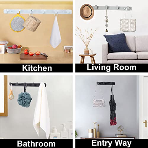 Coat Rack, Heavy Duty Stainless Steel 6 Tri Coat Hook Hanger, Wall Mounted Wall Hooks, Rustic Clothes Hook/Key Hook Rail for Bathroom Kitchen Entryway(2 Pack, 6 Hook Black) - color: Black, size: 6 Hook-2 Pcs