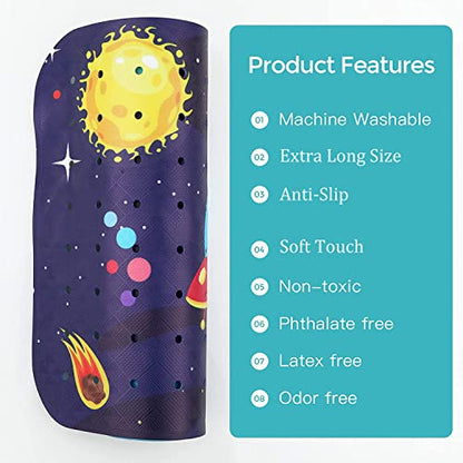 Bathtub Mat Kids Baby Non Slip Shower Mat 40X16 Inch Extra Long Toddler Anti Slip Bath Mats for tub Mat with Suction Cups and Drain Holes,Sky - color: Multicolor