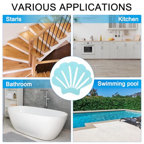 PATIKIL 12 Pcs Non Slip Bathtub Stickers, Anti Slip Shower Stickers Bathroom Shower Floor Decals Sea Shell Shape Cute Treads Tubs, Blue - color: Blue