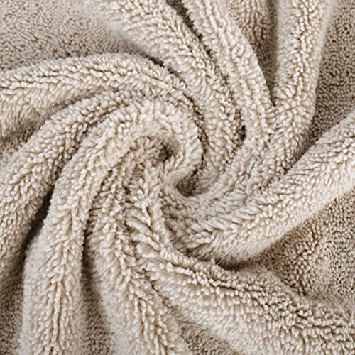 POLYTE 410 GSM Poly Blend Microfiber Quick Dry Bath Towel Set of 6 Pieces - color: Beige