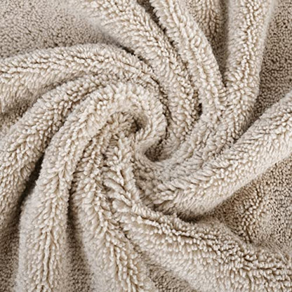 POLYTE 410 GSM Poly Blend Microfiber Quick Dry Bath Towel Set of 6 Pieces - color: Beige