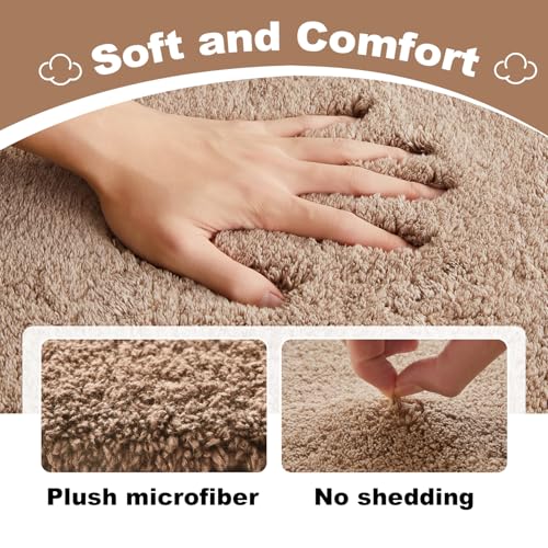 TYUU Beige Bathroom Runner Rugs, Ultra Soft Long Bath Mat Machine Washable Super Absorbent Quick Dry Bathroom Runner Rug 16 x 60 Non Slip, Beige 16" x 60" - color: Beige, size: 16" x 60"
