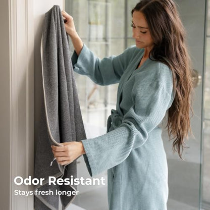 Cariloha Two-Tone Bath Towel - Bamboo Viscose - Black Sand - 30" x 56" | Plush, Quick Dry Towel with Turkish Cotton, Odor Resistant, Highly Absorbent Large Bathroom Towels, Luxury Hotel Bath Towel - color: Black Sand