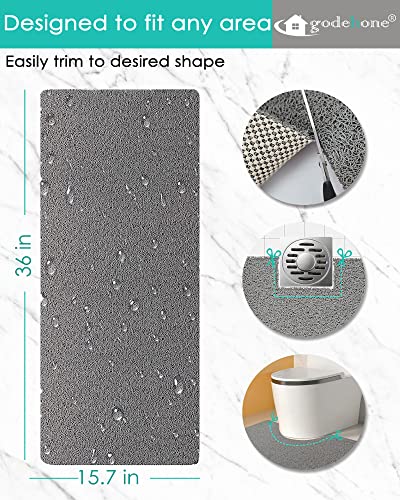 godehone Shower Mats Non Slip Without Suction Cups, PVC Loofah Bathroom Mats, Loofah Mats for Shower and Bathroom, Quick Drying, 15.7× 36 Inch, Grey - color: Grey, size: 36" x 15.7" (Rectangular)