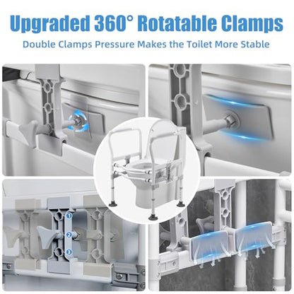 Toilet Safety Rails for Seniors, Zynuhmo Adjustable Toilet Safety Frame with Non-Slip Handles for Elderly, Handicap & Disabled, Foldable Toilet Handles Toilet Rail Stand Up Assist Fit Most Toilets