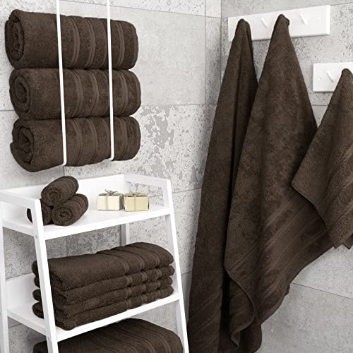 American Soft Linen 100% Cotton Luxury Turkish Towels, 4 PC Bath Towel Set | Soft Absorbent Quick Dry OEKO Tex Standard 100 Certificated Durable Machine Washable Premium Hotel Quality - color: Chocolate Brown, size: 27"x54"