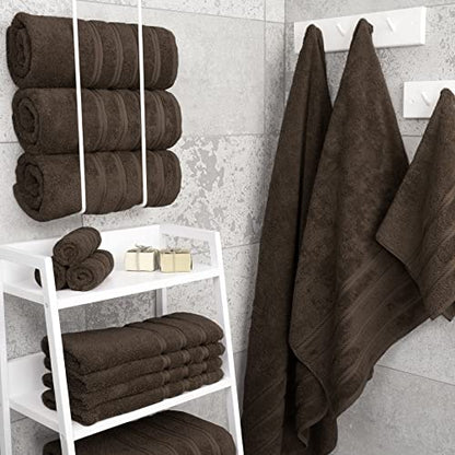 American Soft Linen 100% Cotton Luxury Turkish Towels, 4 PC Bath Towel Set | Soft Absorbent Quick Dry OEKO Tex Standard 100 Certificated Durable Machine Washable Premium Hotel Quality - color: Chocolate Brown, size: 27"x54"