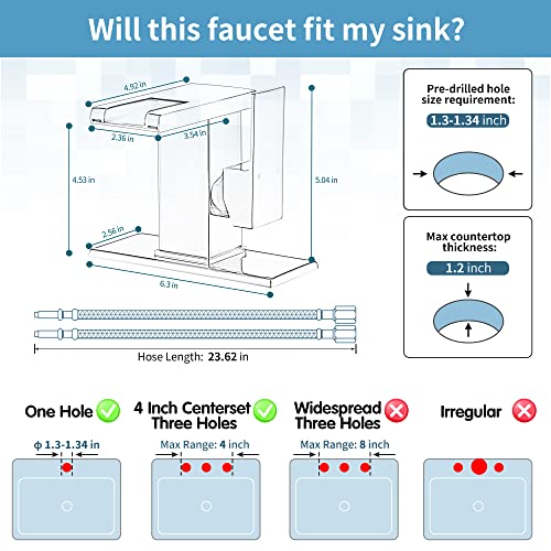 Waterfall Bathroom Faucet, LED Faucet Waterfall, Brushed Nickel Single Hole Bathroom Faucet, Waterfall Bathroom Sink Faucet, Bathroom Faucet with LED Light - color: Brushed Nickel