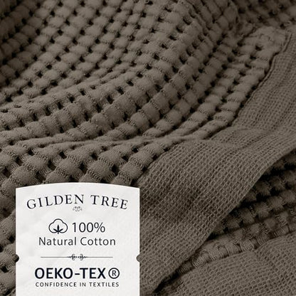 GILDEN TREE Waffle Towel Set Quick Dry Thin | 2 Bath Towels | 2 Hand Towels | 2 Washcloths, Modern Style (Stone) - color: Stone, size: Bath Towel Set