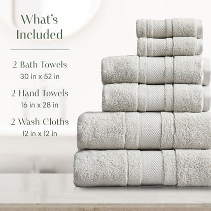 Luxury 100% Cotton Bath Towels Set | 6-Piece Set | Grey | 700 GSM | Premium Bath Towels | Ultra Soft Thick Plush & Highly Absorbent | Luxury Hotel & Spa Bathroom Towels - color: High Rise Grey, size: 6 Piece Set