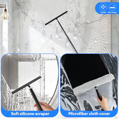 wlich Shower Squeegee with Long Handle, 57" Telescopic Window Squeegee for Shower Glass,Floor,Tile and Car Windshield