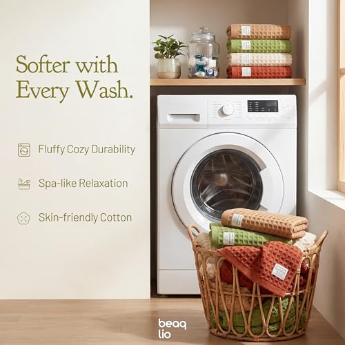 100% Cotton Waffle Towel Set, 4pcs Bath Towels for Bathroom 55*29'' | Quick Dry, Super Absorbent, Soft Bath Towels Set, Soft Lint-Free Quick Drying Towels for Bathroom/Spa/Gym, Multicolor