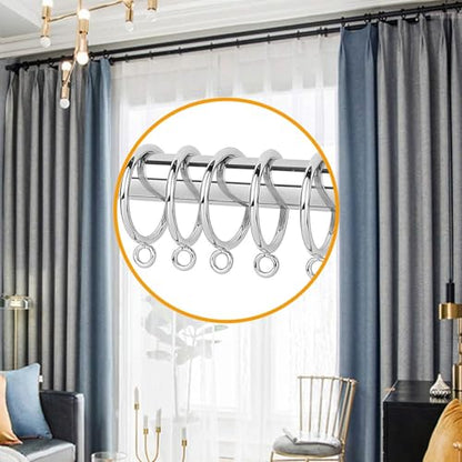 42 PCS Curtain Rings, 1.5 Inch Metal Curtain Drape Sliding Eyelet Rings-Hanging Rings for Curtains and Rods, Fits Up to 1 1/4-Inch Rod, Silver(Clips Not Included) - color: Silver