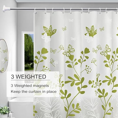 TIKABC Shower Curtain Liner, 4G PEVA Shower Liner, Plastic Waterproof Shower Curtains, with Grommet Holes and 3 Magnetic Weights(Butterfly) - color: Butterfly