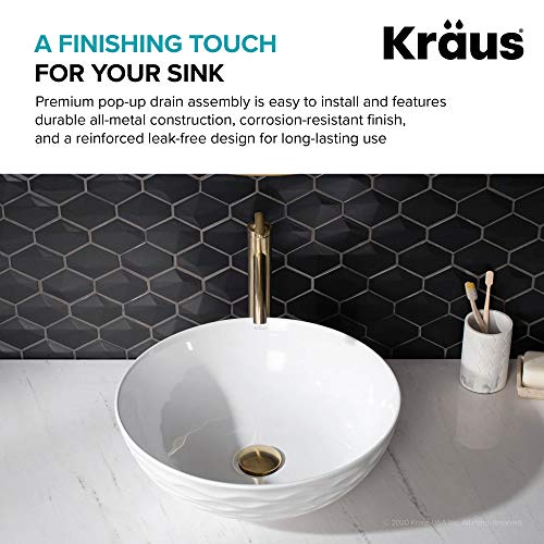 KRAUS Pop-Up Drain, Fits Sinks with 1.75 in. Drain Opening, Brushed Gold,PU-10BG - color: Brushed Gold, size: 8 5/8 Inch