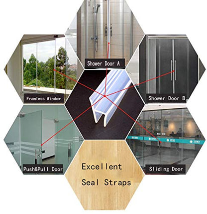 Shower Glass Door Seal Strip, 120 Inch Silicone Soft Shower Door Sweep to Stop Leaks, Frameless Seal Strip