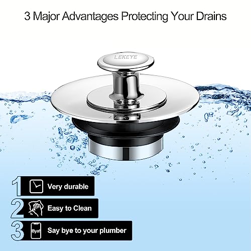 LEKEYE Shower Drain Hair Catcher | Bathtub Stopper/Shower Drain Cover/Drain Protector for Bathtub and Bathroom - color: Grey Silver