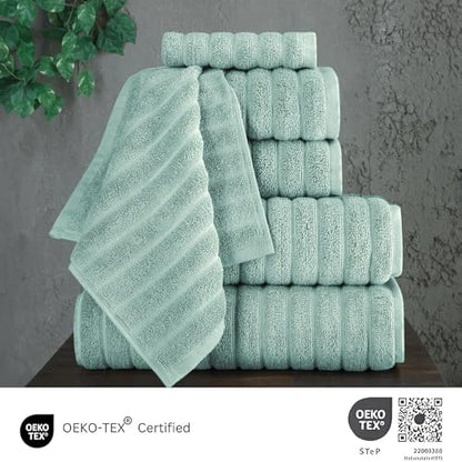CTT Luxury 6 Piece Towel Set, 100% Turkish Cotton, Quick Drying, Highly Absorbent & Comfy, Includes 2 Bath Towels, 2 Hand Towels & 2 Washcloths | (Spa Green) - color: Spa Green, size: 6-Piece Towel Set