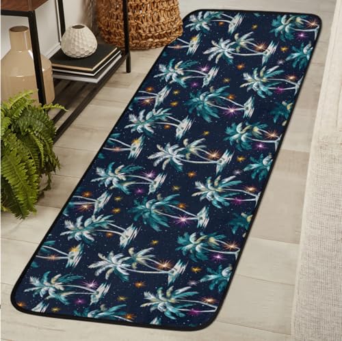 Beach Palm Tree Decoration 2' X 6' Washable Soft Comfort Carpet Runner Non-Slip Absorbent Area Rugs for Indoor Hallway Kitchen Laundry Bathroom Entryway Bedroom Runner Mat - color: Print 14