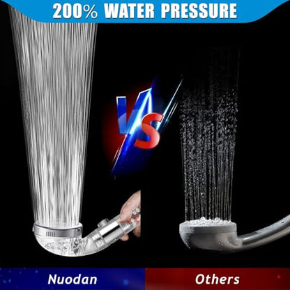 Filtered Handheld Shower Head with ON/OFF Switch - High Pressure 3 Spray Setting Showerhead Filter For Hard Water - For Dry Skin & Hair - style: B - Handheld Shower