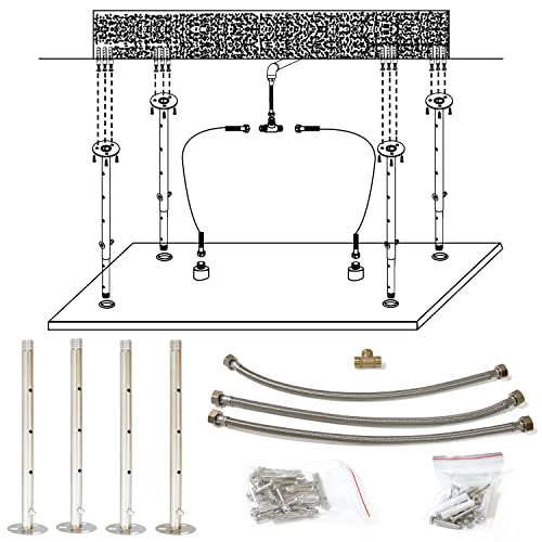 16" x 32" Luxury High Pressure Rain Shower Head, Ceiling Mount Rectangle Rainfall Showerhead with Silicone Nozzles Full Body Fixed Showerheads For Modern Bathroom, Brushed Nickel Plated Finish - color: Brushed Nickel, style: Rainfall(One Function)