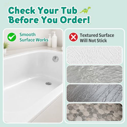 Baby Bath Mat for Tub Non Slip Kids, BPA Free Extra Long Bathtub Mat 40x16 with Drain Holes and 200 Suction Cups, Non Toxic Machine Washable Toddler Bath Mat, Eco-Friendly Certified - color: White 2dragons