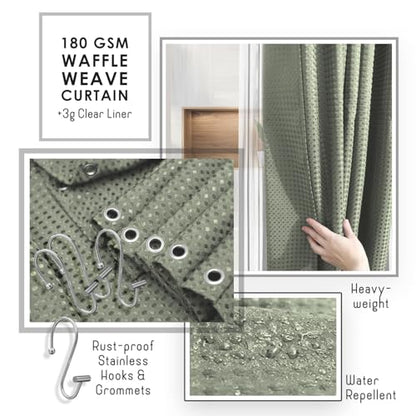Clara Clark Bathroom Accessories Set - Bathroom Set, Bathroom Accessory Set, Shower Curtain Set, Toilet Brush, Trash Can & Soap Dispenser - Sage Green - 20PC | 20 Piece Sage Green Bathroom Accessories Set with Toothbrush Holder, Soap Dispenser, Soap Dish,