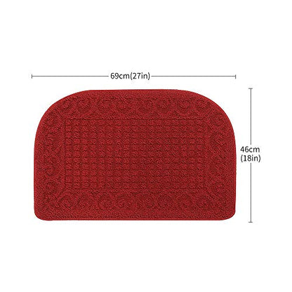 COSYHOMER 27x18 Half Round Kitchen Rug,Non Slip Washable Mat,Burgundy 2PCS | Polypropylene tufted textile,small half circle rug,kitchen sink mat,Kitchen floor mat - color: Burgundy 2pcs, size: 1'6" x 2'3" (Semicircular)