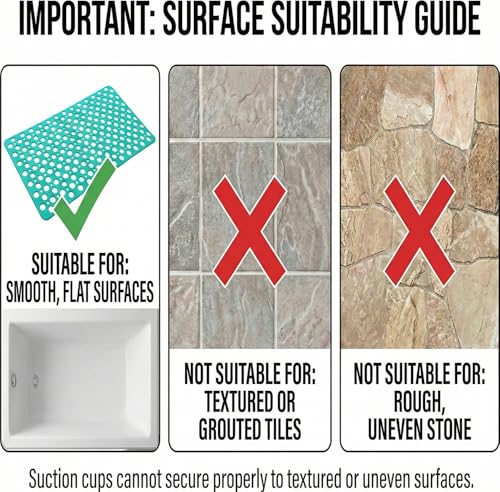 Nonslip Bathtub Mat Extra Soft TPE Bath Mat for Kids, Machine Washable Bathroom Shower Mat, Smooth/Non-Textured Tubs Only, 35L x 16W Inch (Dark Green) - color: Dark Green, size: 35" x 16" (Rectangular)