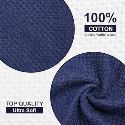 Homaxy Kitchen Towels and Dishcloths Set, Set of 10, Navy Blue | 100% Cotton Waffle Weave Kitchen Towels, Super Soft and Absorbent Dish Cloths, 12 x 12 and 13 x 28 Inches - color: Navy Blue, size: 10-Piece Set
