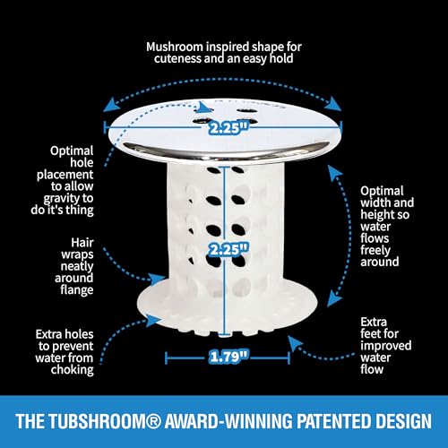 TubShroom Bathtub Drain Protector and Hair Catcher - 2 Pack, Chrome - Fits 1.5" - 1.75" Bathtub and Shower Drains