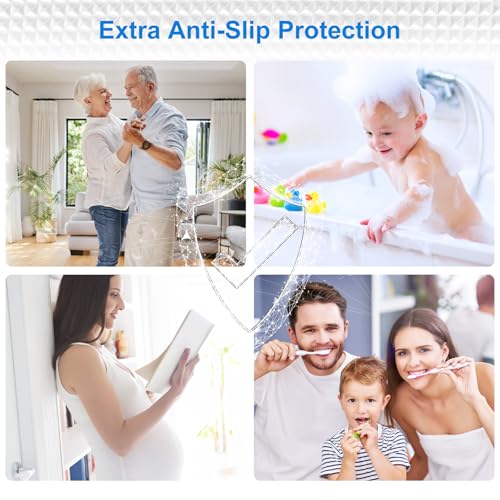 Anti Slip Shower Stickers - 50 PCS Bathtub Non Slip Stickers with Premium Scraper for Bath Tub Shower Bathroom Edge of Bath Tub Shower Floor Swimming Pool Stairs Ladders Boats (Blue)