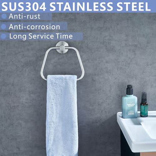 Bath Towel Ring, Bathroom Hardware Towel Holder, Chrome Towel Ring for Bathroom, Modern Trapezoid Wall Mounted Towel Hanger, 304 Stainless Steel (Brushed Nickel) - color: Brushed Nickel
