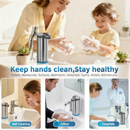 Automatic Liquid Soap Dispenser（IPX5 Waterproof, 12oz/350ml） | Touchless Rechargeable Soap Dispenser for Kitchen & Bathroom, 4 Adjustable Liquid Levels, USB-C - color: St-01 Liquid Gray