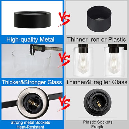 MELUCEE 40 Inches Length 5-Light Bathroom Vanity Light Fixtures Black | Industrial Wall Sconce Lighting with Clear Glass Shade for Living Room Bedroom Hallway Kitchen (Patent No.: US D963914 S) - color: Black, size: 5-Light