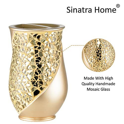 Zahari Home Sinatra Bath Tooth Brush Holder Modern Tooth Brush and Toothpaste Holder, Champagne - color: Champange, size: 4.25" x 3" x 3" Tooth Brush Holder