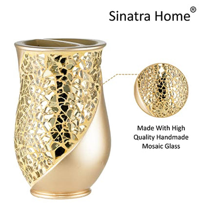 Zahari Home Sinatra Bath Tooth Brush Holder Modern Tooth Brush and Toothpaste Holder, Champagne - color: Champange, size: 4.25" x 3" x 3" Tooth Brush Holder