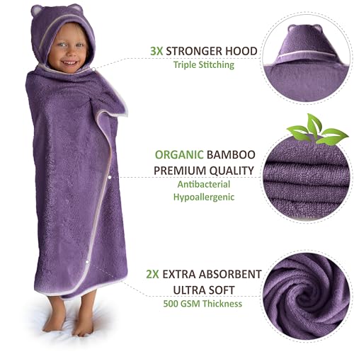 Premium Toddler Towels with Hood - Extra Soft Rayon from Bamboo Toddler Bath Towel (Purple) - color: Purple