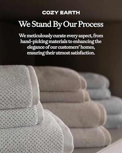 Cozy Earth Nantucket 60% Cotton 40% Viscose from Bamboo Bath Towel | 600 GSM Plush and Fast-Drying with Rice Weave Pattern, 2 Pack 30" x 58" Luxury Bath Towel, Sand - color: Heathered Sand, size: Bath Towel