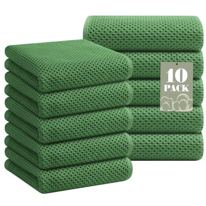 Homaxy 100% Cotton Waffle Weave Kitchen Towels, 10-Pack, Grass Green | Ultra Soft Absorbent Dish Towels, Quick Drying Cleaning Towels, 13 x 28 Inches - color: Grass Green, size: 13 x 28 - 10 Pack
