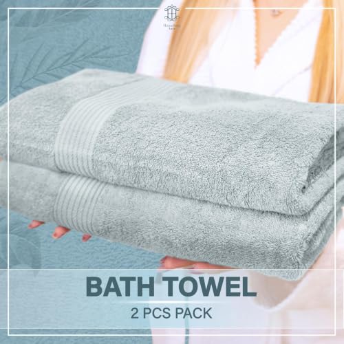 Luxe 2-Piece Bath Towel Set – Large Soft Cotton Towels, Absorbent, Durable & Skin-Friendly, Machine Washable, 27 x 54 in (Ice Blue) - color: Ice Blue