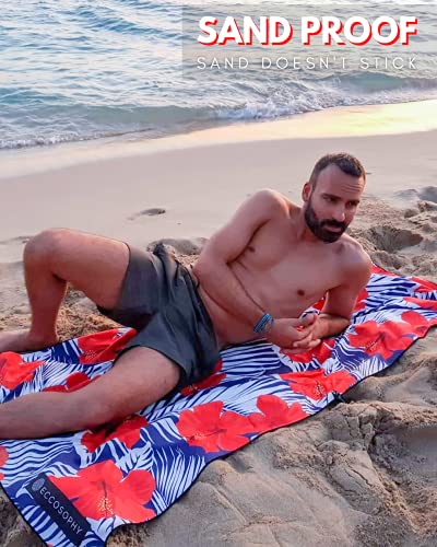Microfiber Beach Towel - Quick Dry, Sand Free and Oversized 71x35 | Super absorbent, lightweight, swimming, gym, extra large, pool, cruise, camping, yoga, travel, compact, carry bag, vacation - color: Fiji