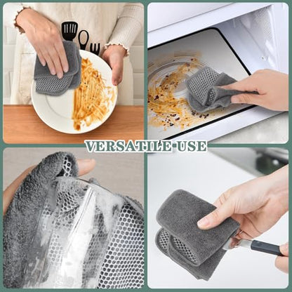 Dish Cloth for Washing Dishes Kitchen Washcloth Cleaning Cloth | 7.87x7.87inch 10pack Kitchen Towels Rags, Microfiber Cleaning Cloths, Wash Cloths with Poly Scour Side, Wholesale, Grey - color: Grey, size: 7.87inchx7.87inch 10pack